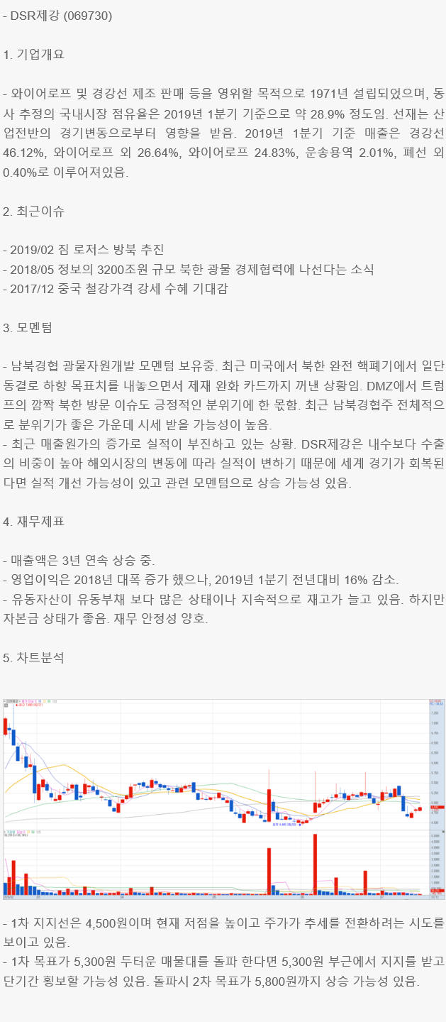 WH투자연구소) 190712 기업리서치 DSR제강 (069730) > 기업리서치 | WH투자연구소