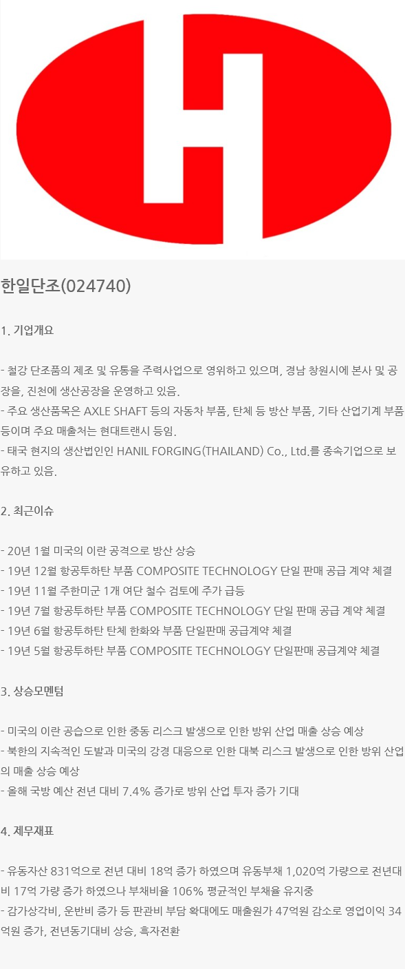 WH투자연구소) 200103 기업리서치 한일단조 (024740) > 기업리서치 | WH투자연구소