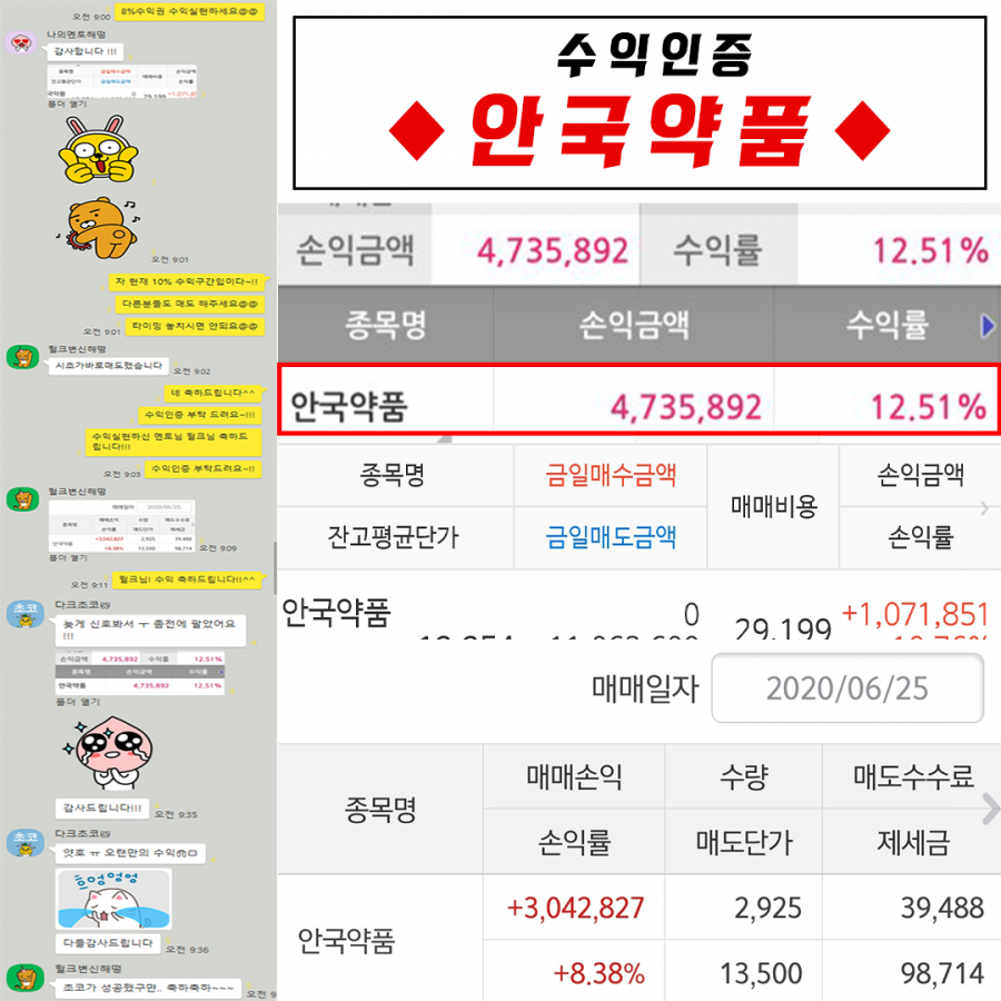 안국약품 수익인증 > 수익후기 | WH투자연구소